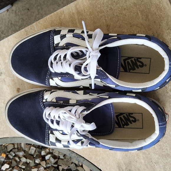 Vans Sneakers Checkboard Flame Blue & White design Size Men 8.5 Size Women 10 - Picture 3 of 14